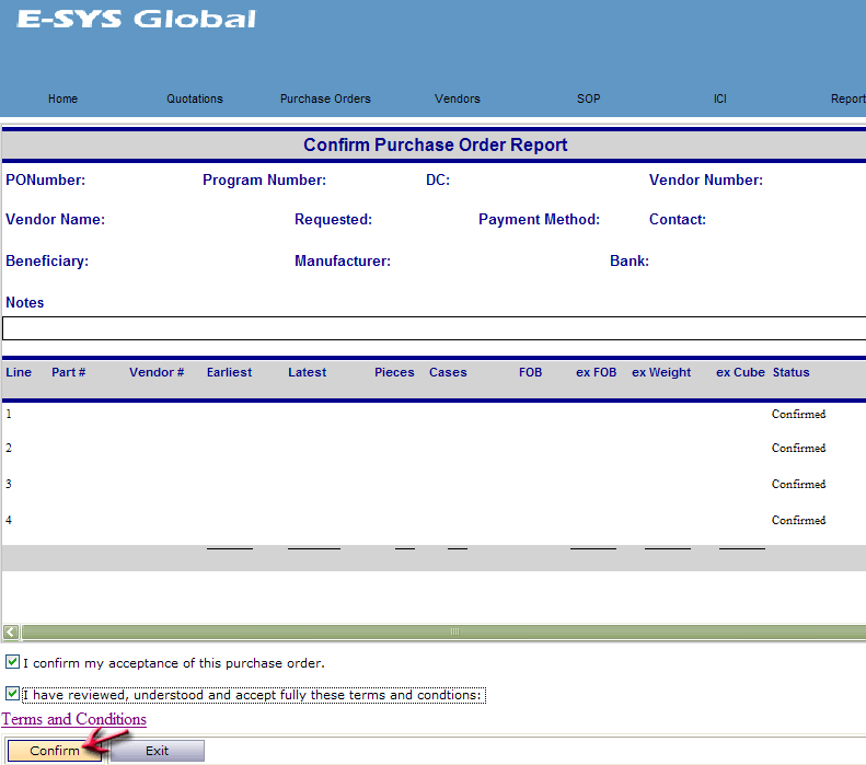 E-Sys Global® User Guide - Confirm PO, PO Wizard